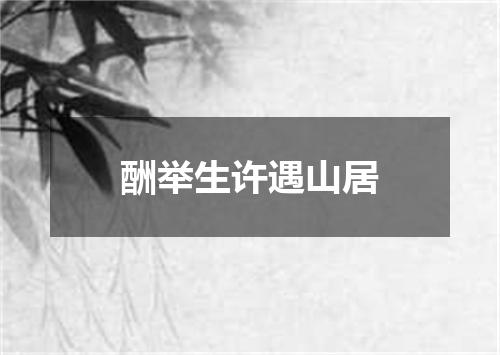 酬举生许遇山居